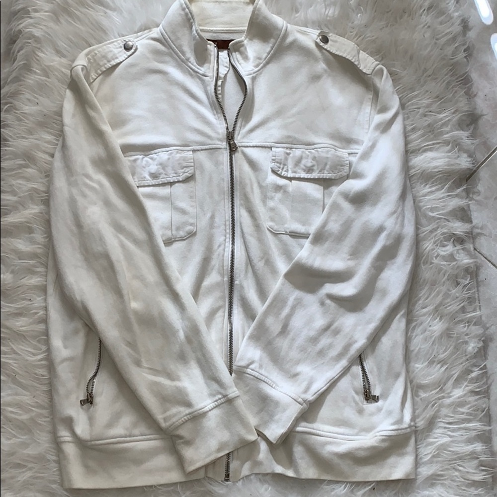 Men’s Perry Ellis White Zip Up Sweater